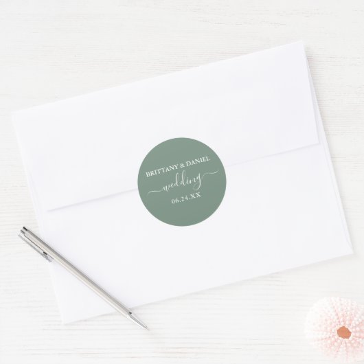 Calligrafie Groene bruiloft Envelope zegels (Envelop)