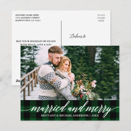 Calligrafie Groene Geboden Gehuwd en Zuurhuwelijk Briefkaart (Voorkant / Achterkant)