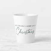 Calligrafie Groene Ink Pen Minimale Kerstmis Latte Mok (Voorkant)