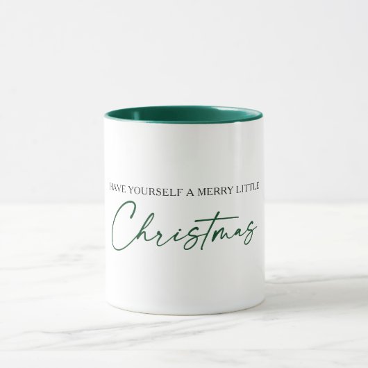 Calligrafie Groene Ink Pen Minimale Kerstmis Mok (Midden)