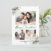 Calligrafie groene inkt 3 Foto Greenery Berries Feestdagenkaart (Staand voorkant)