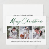 Calligrafie groene inkt 3 Fotopaar kerstmis Feestdagenkaart (Voorkant / Achterkant)