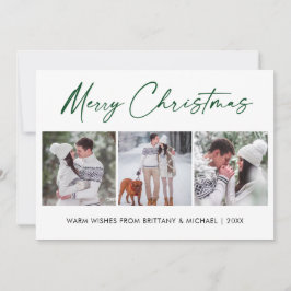Calligrafie groene inkt 3 Fotopaar kerstmis Feestdagenkaart