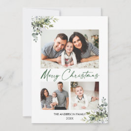 Calligrafie groene inkt kerstgroen 3 foto feestdagenkaart