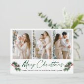 Calligrafie groene inkt pen Waterverf pijnbomen Feestdagenkaart (Staand voorkant)