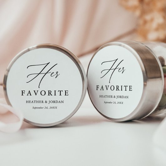 Calligrafie haar favoriete bruiloft ronde sticker