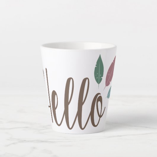 Calligrafie hallo boho veren latte mok (Voorkant)