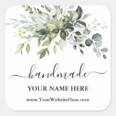 Calligrafie Handgemaakte Waterverf Greenery Vierkante Sticker (Voorkant)