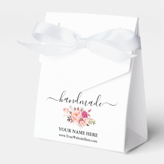 Calligrafie Handgemaakte Waterverf Roze Floral Bow Bedankdoosjes (Voorkant Zijde)