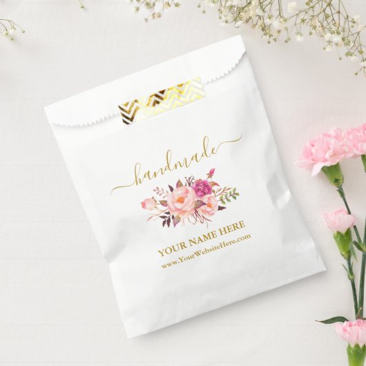 Calligrafie Handgemaakte Waterverf Roze Floral Gol Bedankzakje (Gezegeld)