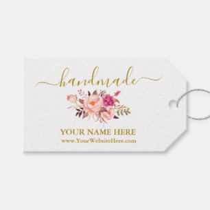 Calligrafie Handgemaakte Waterverf Roze Floral Gol Cadeaulabel