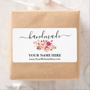 Calligrafie Handgemaakte Waterverf Roze Floral Lab Etiket