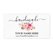 Calligrafie Handgemaakte Waterverf Roze Floral Lab Etiket (Voorkant)