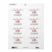 Calligrafie Handgemaakte Waterverf Roze Floral Lab Etiket (Full Sheet)