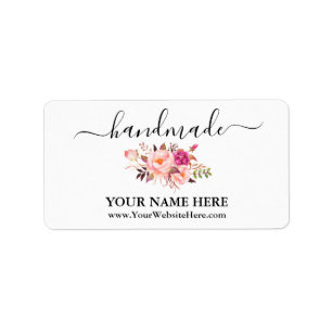Calligrafie Handgemaakte Waterverf Roze Floral Lab Etiket