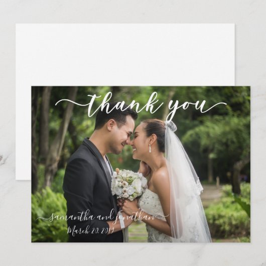Calligrafie handgeschreven bruiloft Bedankt Foto (Voorkant / Achterkant)