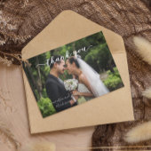 Calligrafie handgeschreven bruiloft Bedankt Foto Notitiekaartje