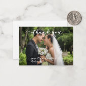 Calligrafie handgeschreven bruiloft Bedankt Foto Notitiekaartje (Voorkant / Achterkant in situ)