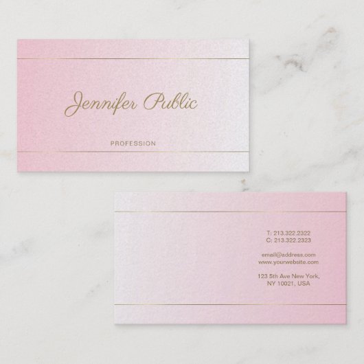 Calligrafie Handgeschreven script Luxe Glamoureus Visitekaartje (Voorkant / Achterkant)