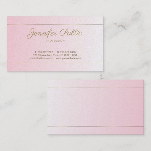 Calligrafie handgeschreven script luxe peulroze visitekaartje (Voorkant / Achterkant)