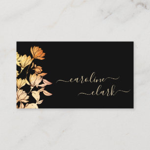 Calligrafie Handtekening Elegant Floral Black Sina Visitekaartje