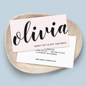 Calligrafie Handtekening plakken Vet Roze Visitekaartje