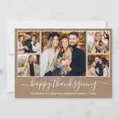 Calligrafie Happy Thanksgiving Kraft 5 Foto Feestdagenkaart (Voorkant)