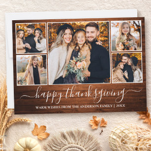 Calligrafie Happy Thanksgiving Wood 5 Foto Feestdagenkaart
