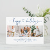 Calligrafie Harart 3 Foto Dusty Blue Feestdagenkaart (Staand voorkant)