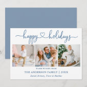 Calligrafie Harart 3 Foto Dusty Blue Feestdagenkaart (Voorkant / Achterkant)