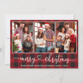Calligrafie Harart. 3 Foto rood met kerstmis Feestdagenkaart (Voorkant)