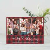 Calligrafie Harart. 3 Foto rood met kerstmis Feestdagenkaart (Staand voorkant)