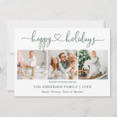 Calligrafie Harart. 3 Foto Sage Green Feestdagenkaart (Voorkant)