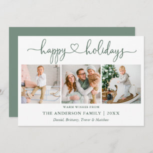 Calligrafie Harart. 3 Foto Sage Green Feestdagenkaart