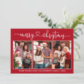 Calligrafie Harart. 3 Fotografie Rood kerstfeest Feestdagenkaart (Staand voorkant)