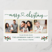 Calligrafie Harart 3 Kerstfeestelijke goudfotograf Folie Feestdagenkaart (Voorkant)