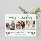 Calligrafie Harart 3 Kerstfeestelijke goudfotograf Folie Feestdagenkaart (Staand Voorkant)