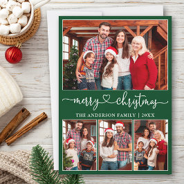 Calligrafie Harart. 4 Foto Merry kerst Green Feestdagenkaart