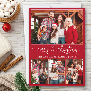 Calligrafie Harart. 4 Fotoliefkerrood Feestdagenkaart