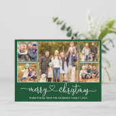 Calligrafie Harart 5 Foto Merry kerst Green Feestdagenkaart (Staand voorkant)