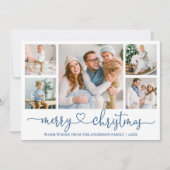 Calligrafie Harart. 5 Fotokerstklep Blauw Feestdagenkaart (Voorkant)