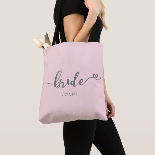 Calligrafie Harde eenvoudige roze bride Tote Bag (Dichtbij)
