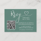 Calligrafie Harde Eucalyptus Groen Bindje QR RSVP Informatiekaartje (Voorkant)