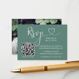 Calligrafie Harde Eucalyptus Groen Bindje QR RSVP Informatiekaartje