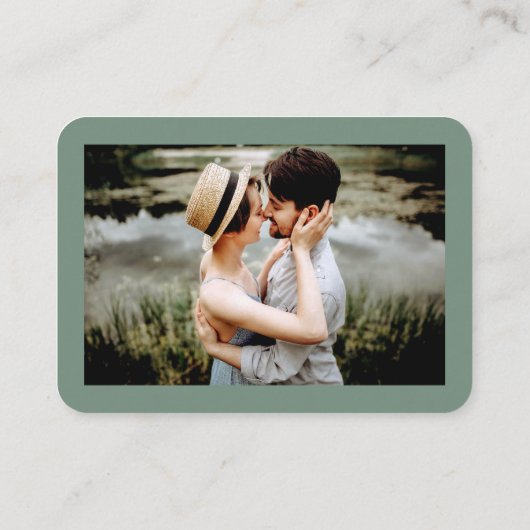 Calligrafie Harde foto Weddenschap Groene RSVP QR Informatiekaartje (Achterkant)