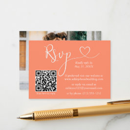 Calligrafie Harde foto Weddenschap Koraal QR RSVP Informatiekaartje