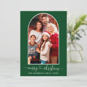 Calligrafie Harde groene foto Kerstmis Feestdagenkaart (Staand voorkant)