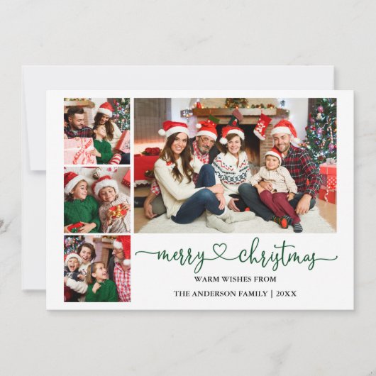 Calligrafie Harde Kerst 4 Foto's Feestdagenkaart (Voorkant)