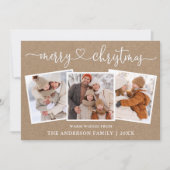 Calligrafie Harde kerst Kerst 3 Foto Feestdagenkaart (Voorkant)