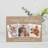 Calligrafie Harde kerst Kerst 3 Foto Feestdagenkaart (Staand voorkant)